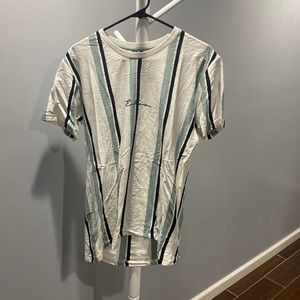 Denim and flower striped tee